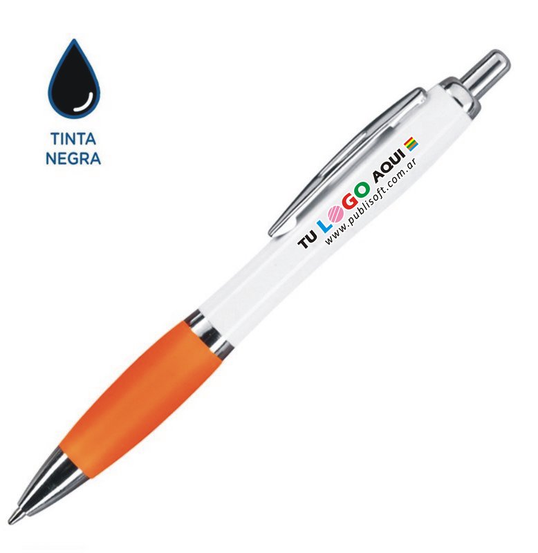 Bolígrafo Bremen white, naranja, tinta negra