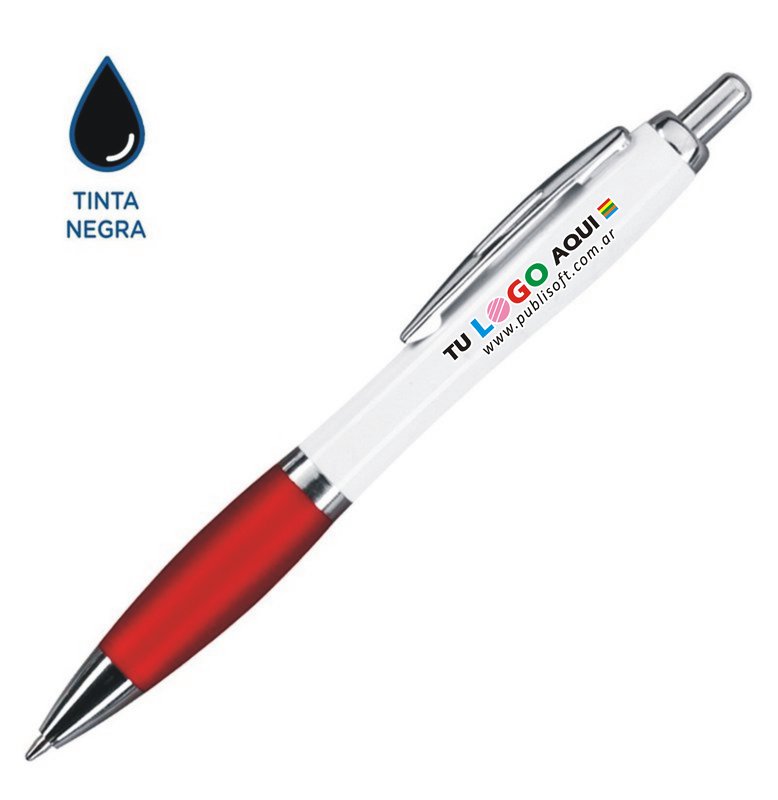 Bolígrafo Bremen white, rojo, tinta negra