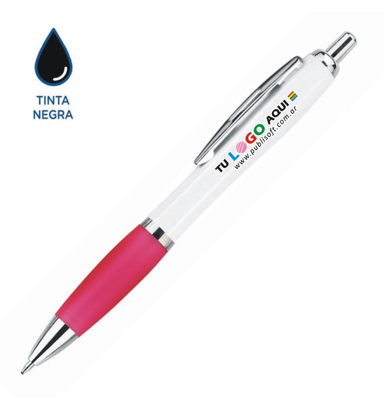 Bolígrafo Bremen white, rosa , tinta negra