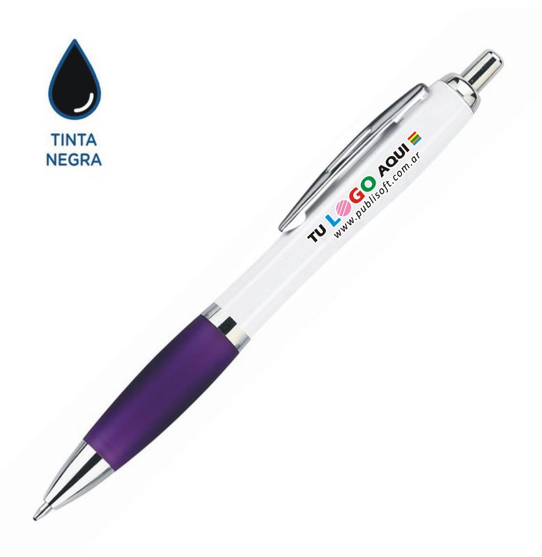 Bolígrafo Bremen white, violeta , tinta negra
