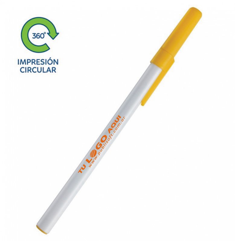 Bolígrafo Doob blanco, detalle amarillo