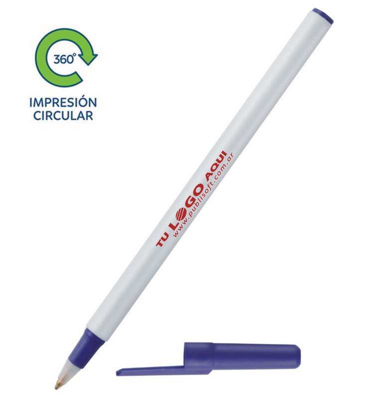 Bolígrafo Doob Color blanco, detalle azul oscuro