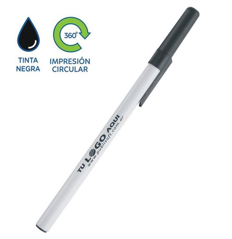 Bolígrafo Doob, blanco, detalle negro, tinta negra