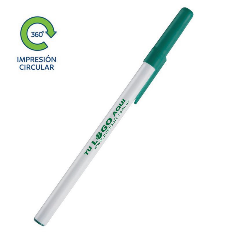 Bolígrafo Doob blanco, detalle verde oscuro