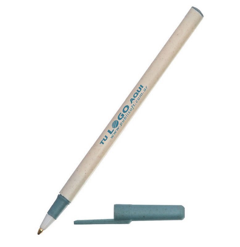 Bolígrafo Doob eco beige, detalle eco azul
