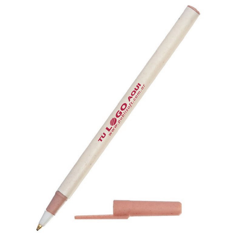 Bolígrafo Doob eco beige, detalle eco rosa