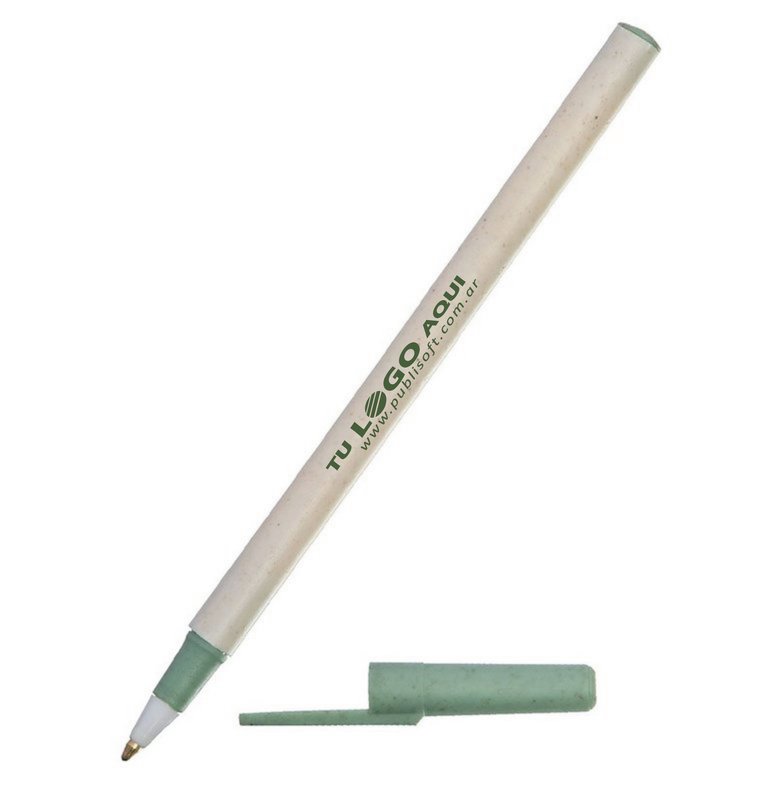 Bolígrafo Doob eco beige, detalle eco verde
