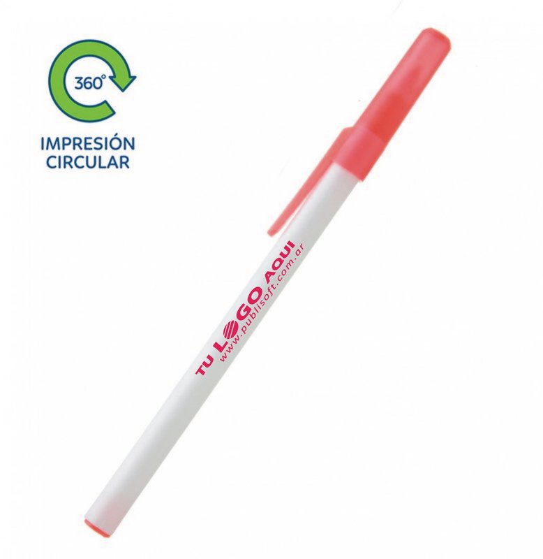 Bolígrafo Doob frost, blanco, detalle rojo transparente