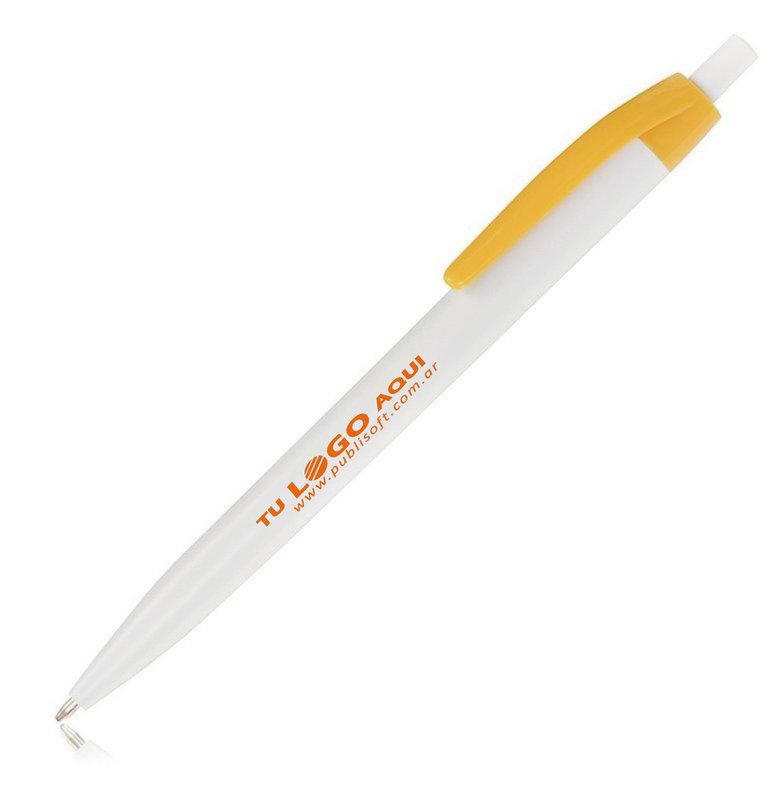 Bolígrafo Lolipop mix, blanco clip amarillo