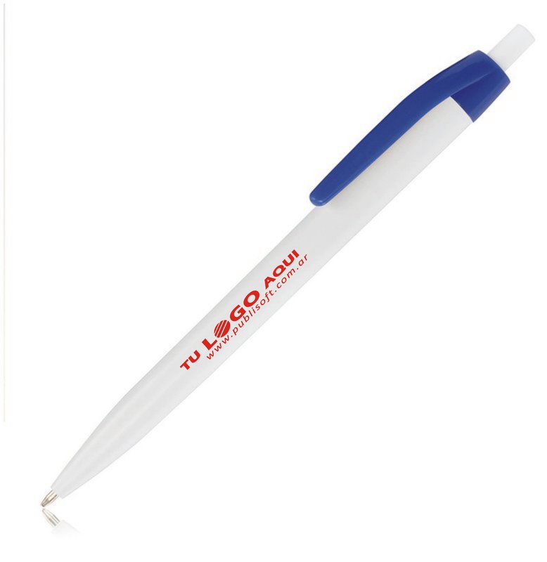 Bolígrafo Lolipop mix, blanco clip azul