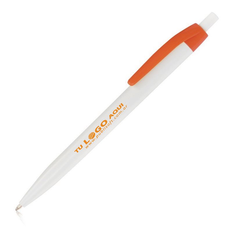 Bolígrafo Lolipop mix, blanco clip naranja