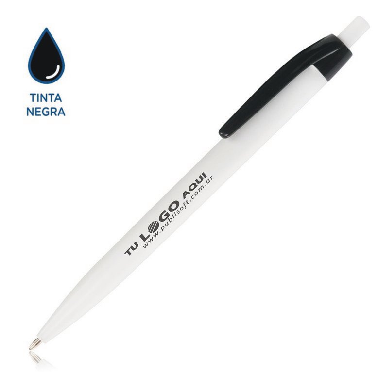 Bolígrafo Lolipop mix, blanco clip negro, tinta negra