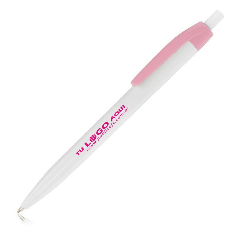 Bolígrafo Lolipop mix, blanco clip rosa pastel