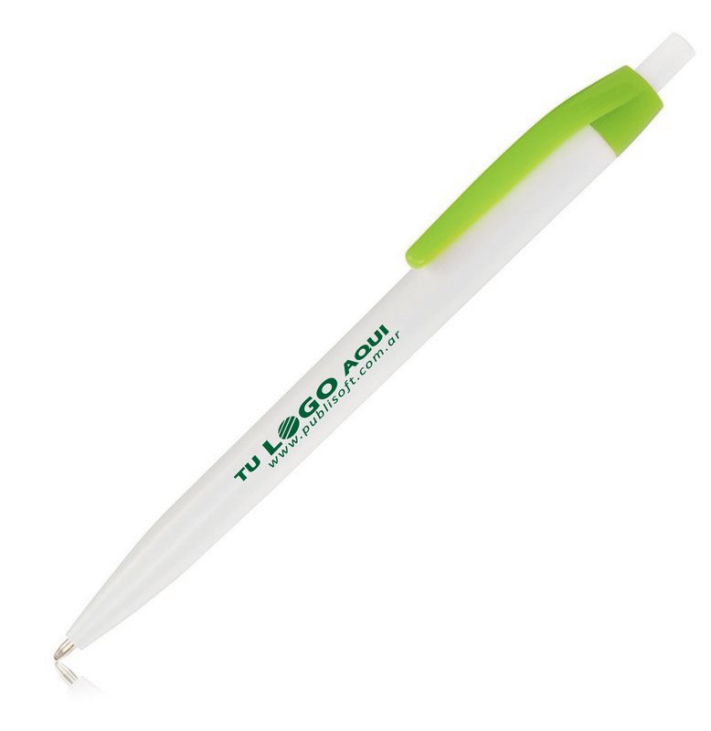Bolígrafo Lolipop mix, blanco clip verde claro
