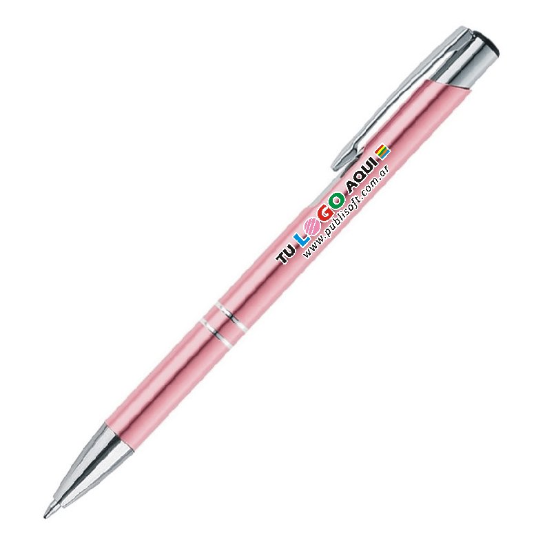 Bolígrafo Malibú rosa detalles cromados