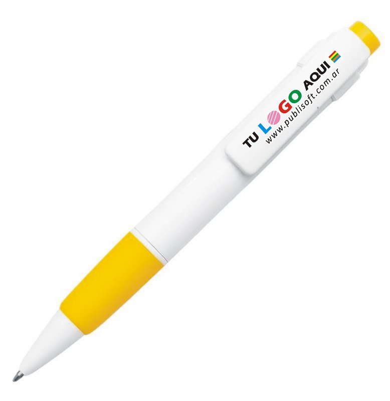 Bolígrafo Niza, blanco det. Amarillo