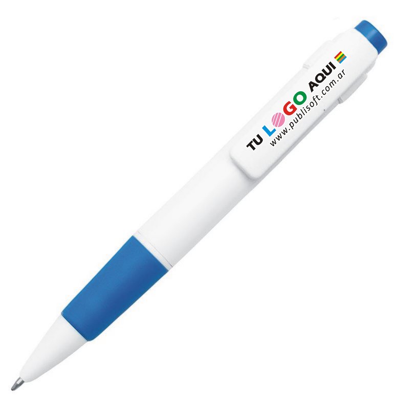 Bolígrafo Niza, blanco detalle azul