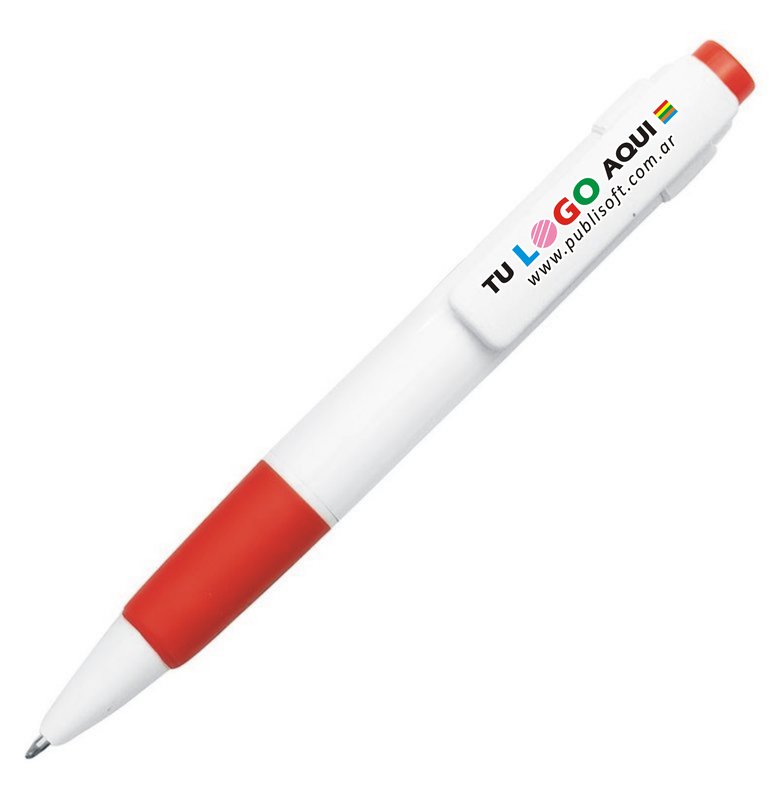 Bolígrafo Niza, blanco detalle Rojo