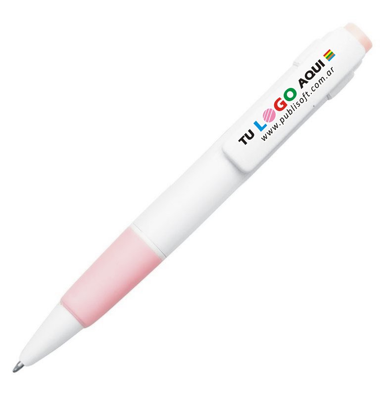 Bolígrafo Niza, blanco detalle rosa pastel