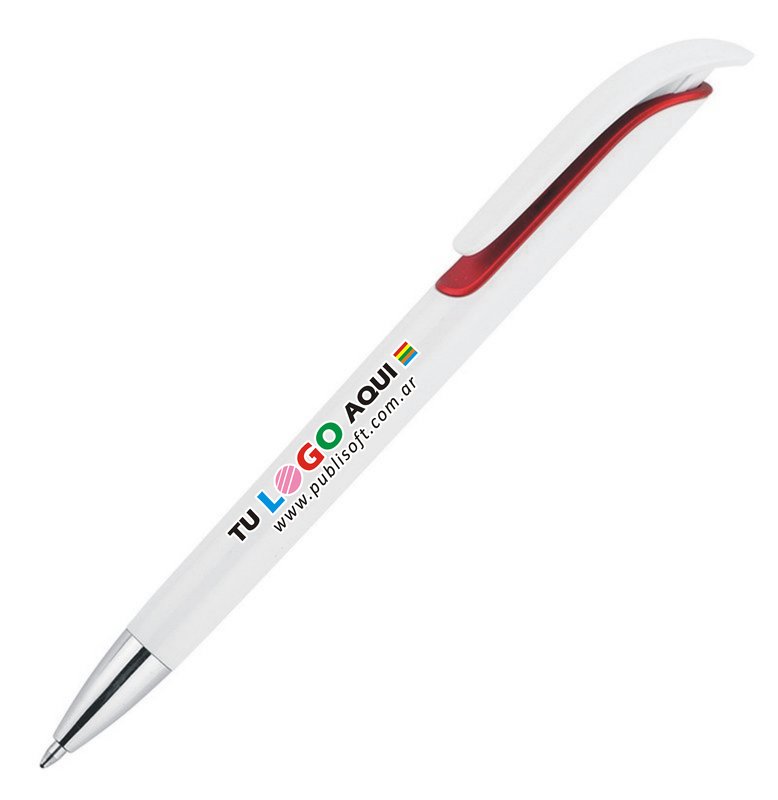 Bolígrafo Panamá, blanco detalle Rojo