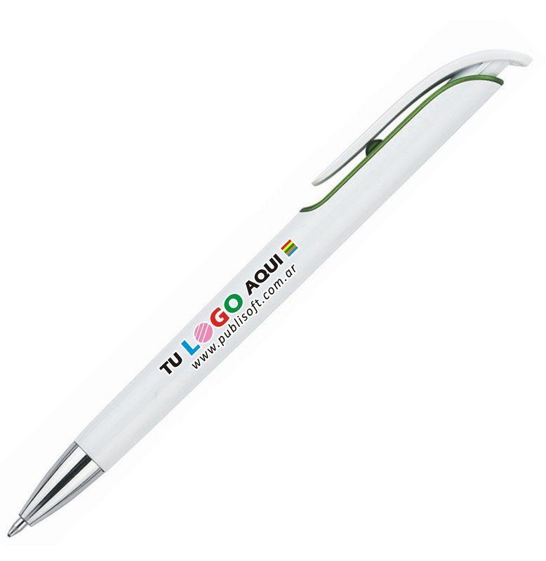 Bolígrafo Panamá, blanco detalle verde