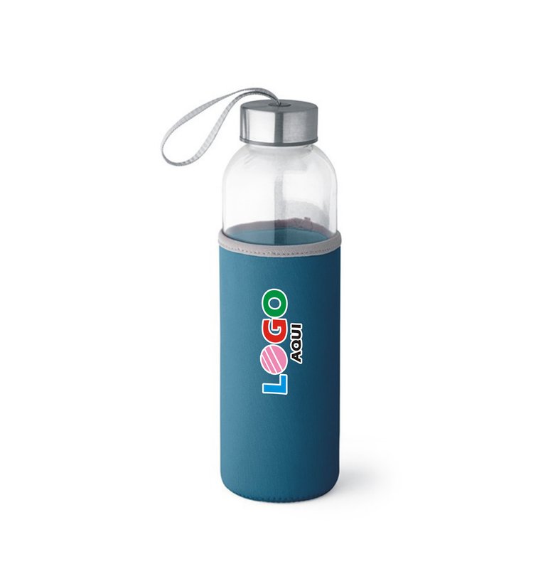 Botella raise 520 ml, con funda, azul