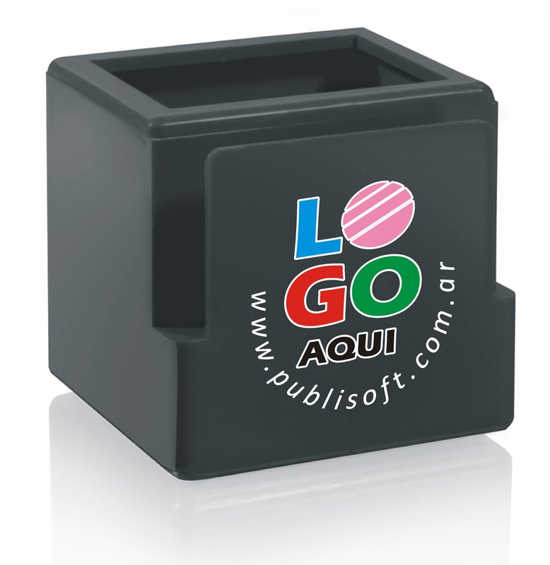 Cubo porta lápiz, con tarjetero negro