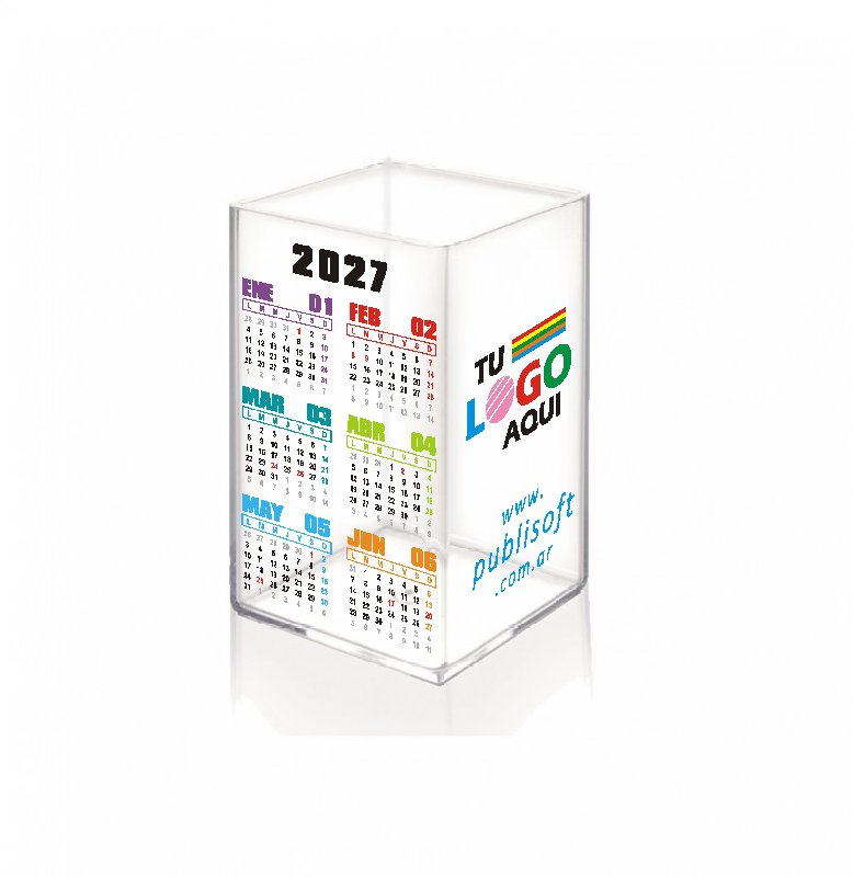 Cubo, con y sin calendario, porta lápiz, cristal