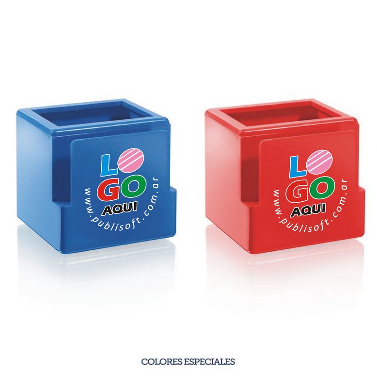 Cubo posalápiz con tarjetero, color especial