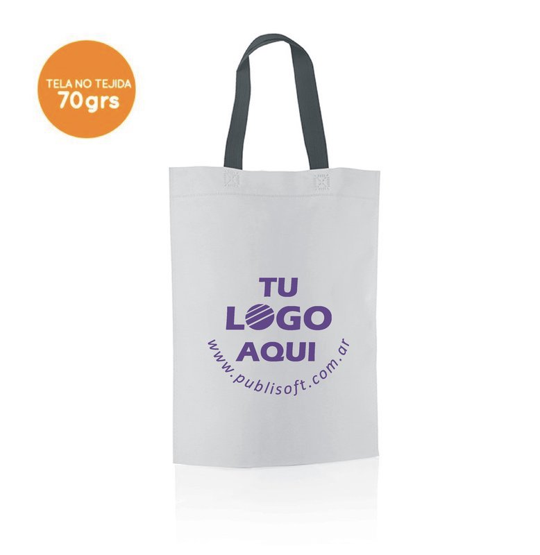 Eco bolsa, 30x40x10 cm, 70g. blanca manijas negras