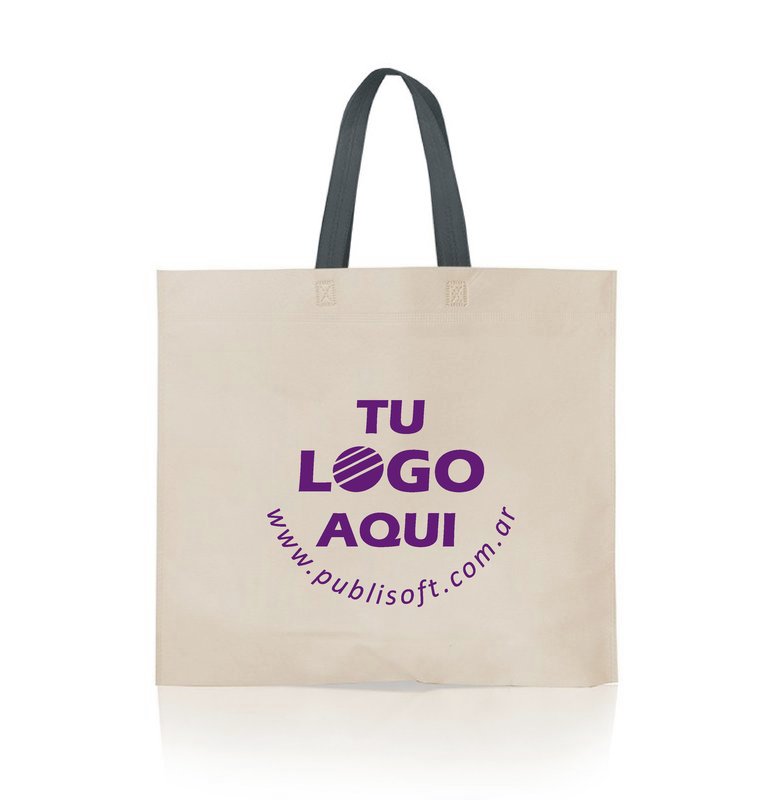 Eco bolsa, 45x40x10 cm, 70g. crudo manijas negras