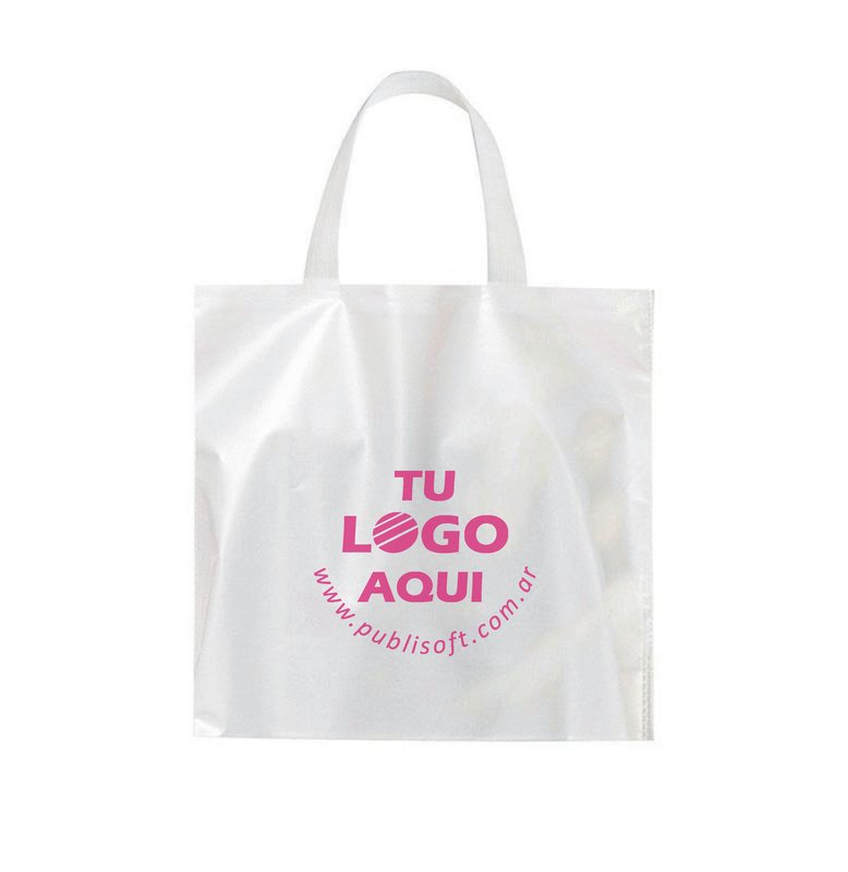 Eco bolsa, 30x30x10 cm, blanco perlado manijas blancas