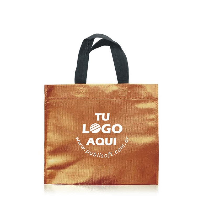Eco bolsa, 30x30x10 cm, cobre con manijas negras