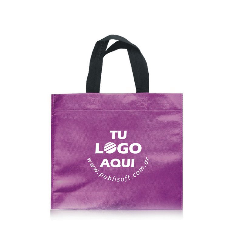 Eco bolsa, 30x30x10 cm, fucsia metalizado manijas negras