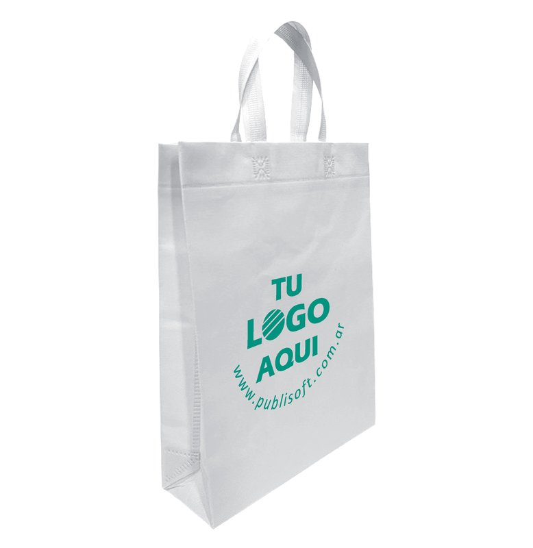 Eco bolsa, 30x40x10 cm, con fuelle con manijas, blanca