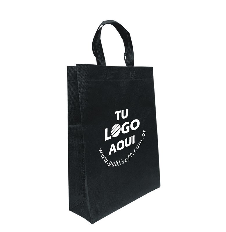 Eco bolsa, 30x40x10 cm, con fuelle con manijas, negro