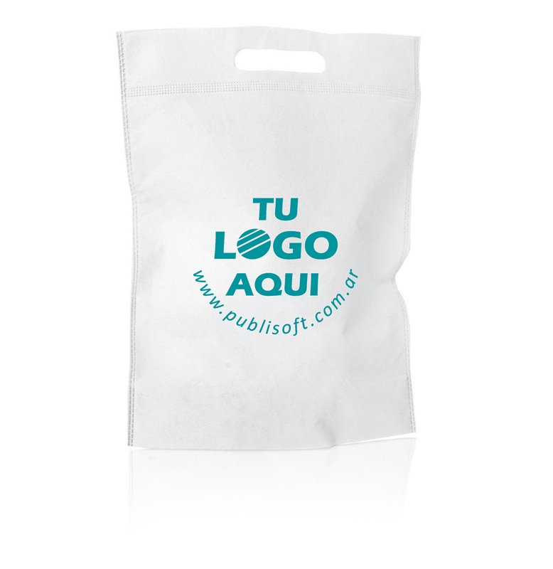 Eco bolsa, 30x40x10 cm, manija riñon, blanca