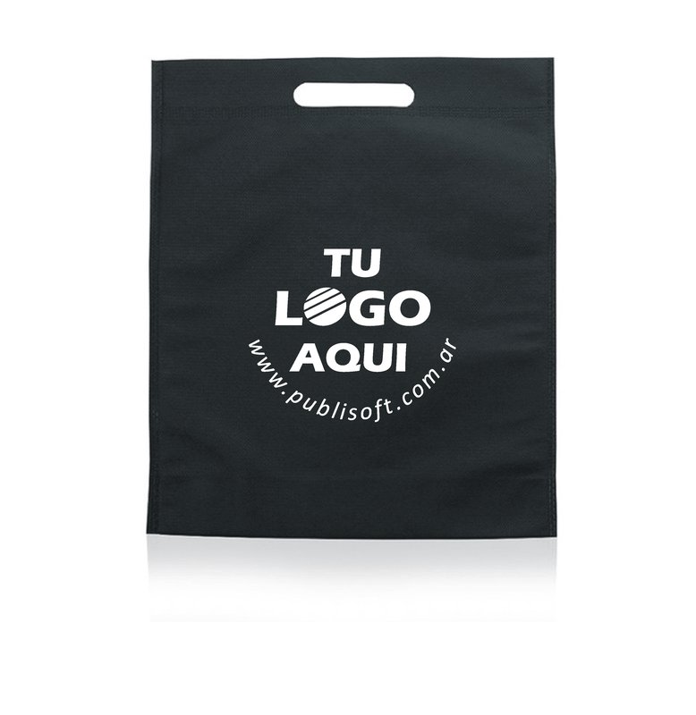 Eco bolsa, 30x40x10 cm, manija riñon, negro