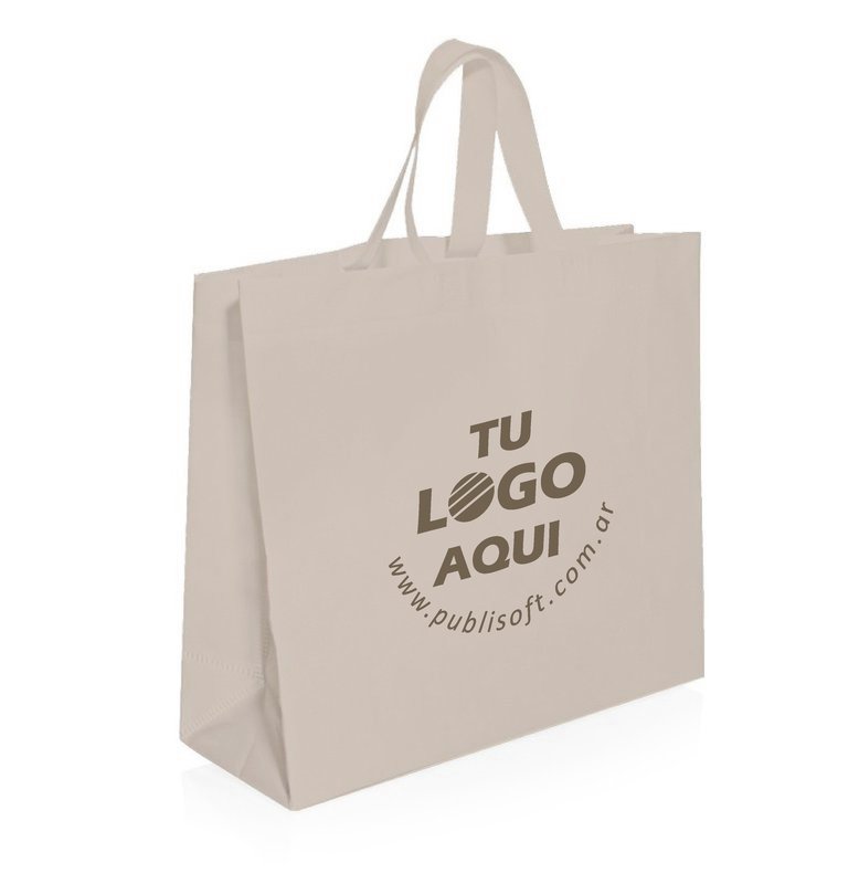 Eco bolsa, 42x37x16x16 cm, con manijas, crudo