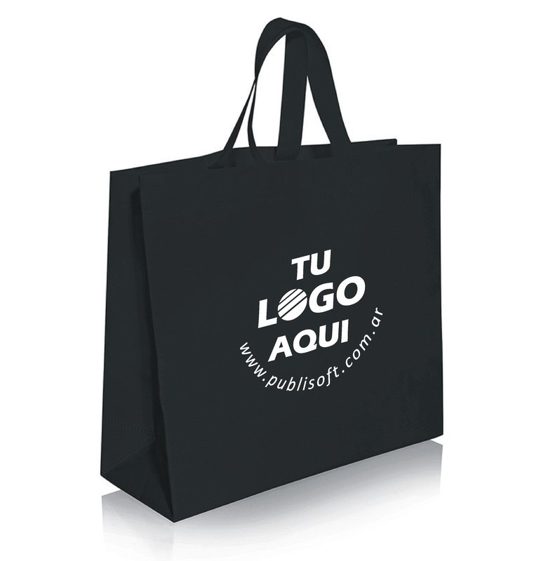 Eco bolsa, 42x37x16x16 cm, con manijas, negro