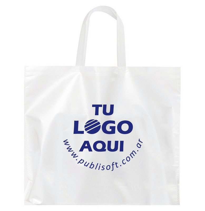 Eco bolsa, 45x40x10 cm, blanco perlado con manijas blancas