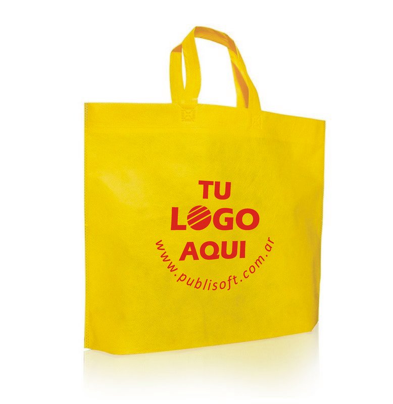 Eco bolsa, 45x40x10 cm, con manijas, amarillo