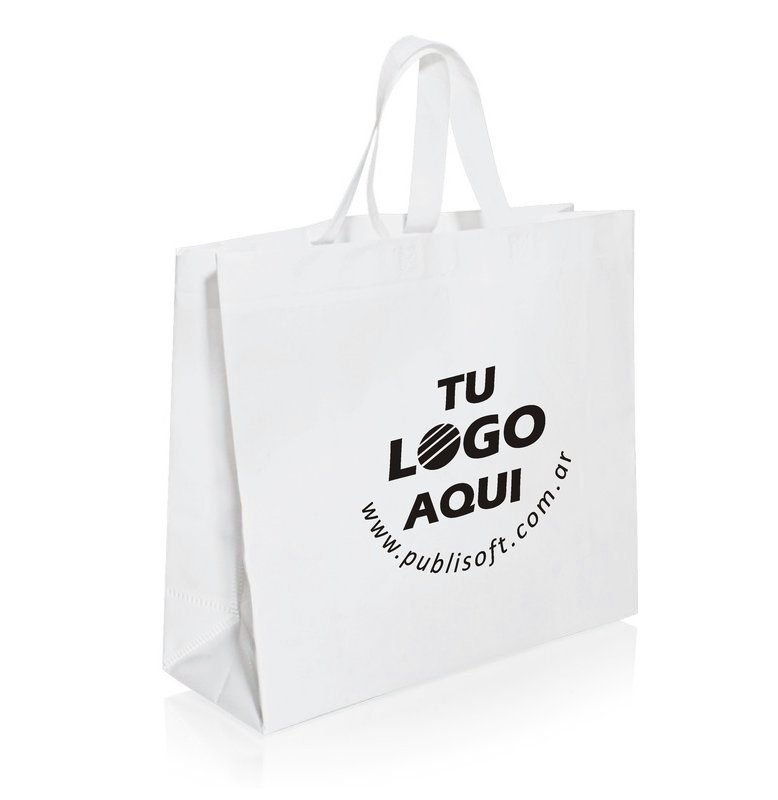 Eco bolsa, 42x37x16x16 cm, con manijas, blanca