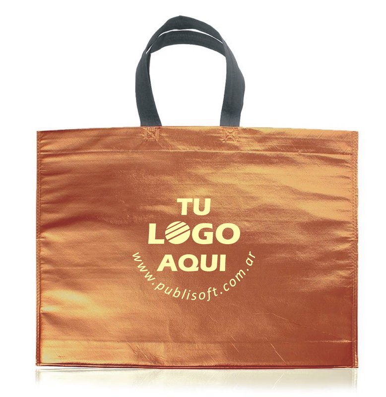 Eco bolsa, 45x40x10 cm,  cobre con manijas negras