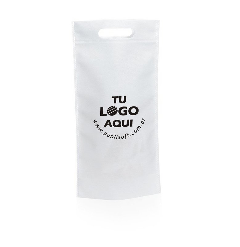 Eco bolsa, 20x40x10 cm,  para 1 vino manija riñón, blanco