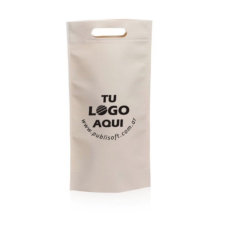 Eco bolsa, 20x40x10 cm,  para 1 vino manija riñon, crudo