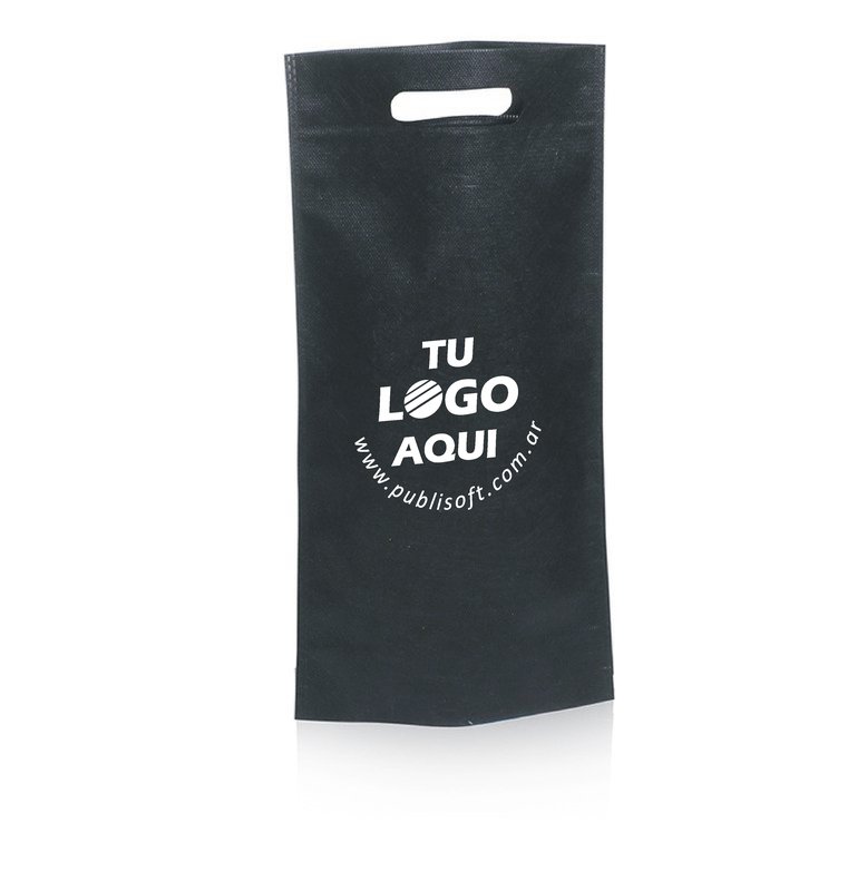 Eco bolsa  para 1 vino manija riñon, negro