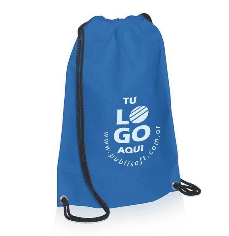 Eco mochila, 35x45 cm, azul claro, cordon negro