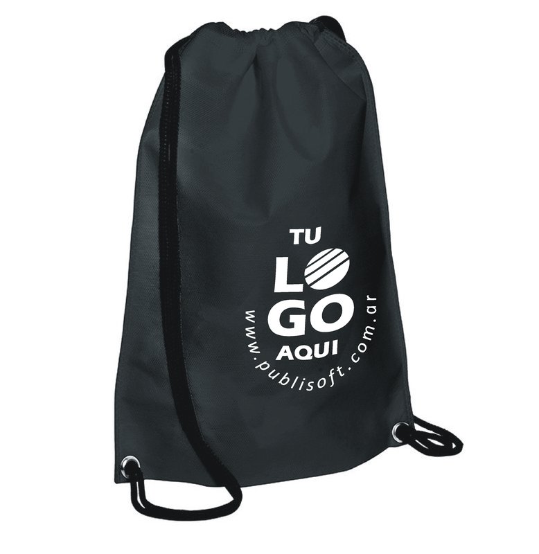 Eco mochila, 35x45 cm, negro, cordon negro