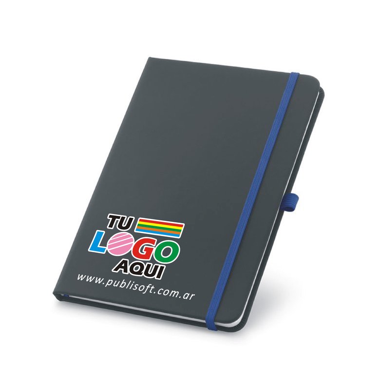 Libreta Corbin, A5,rayado, negro detalles azul